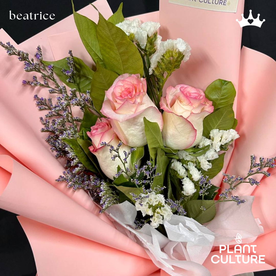 Beatrice Fresh Imported Pink Rose Bouquet Trio