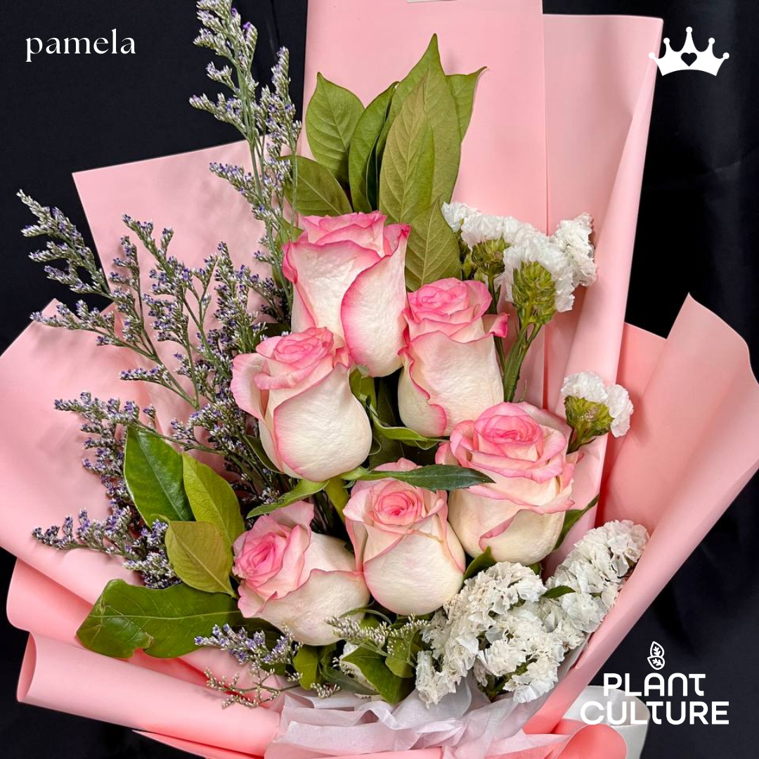 Pamela Pink Fresh Imported Flowers Bouquet 6pcs