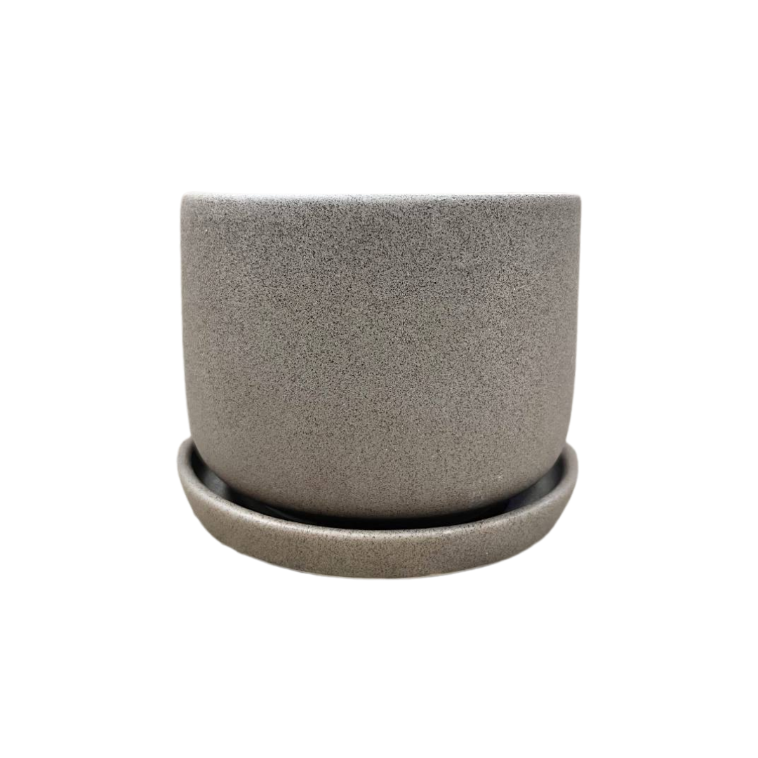 Plain Sandy Pot 4.5"x4" with Catch Plate