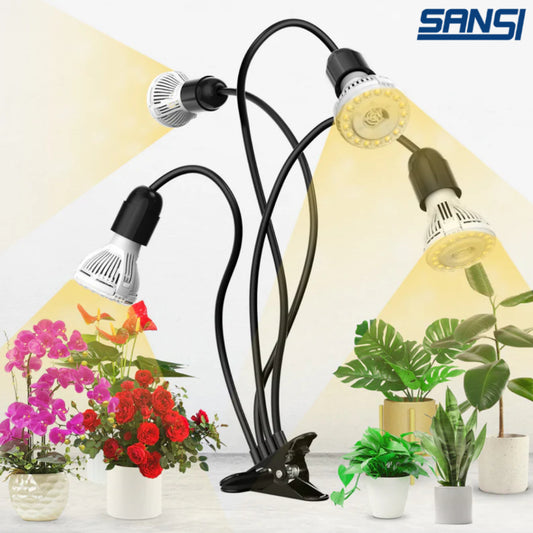SANSI 40W Adjustable 4-Head Clip-on LED Grow Light with Timer