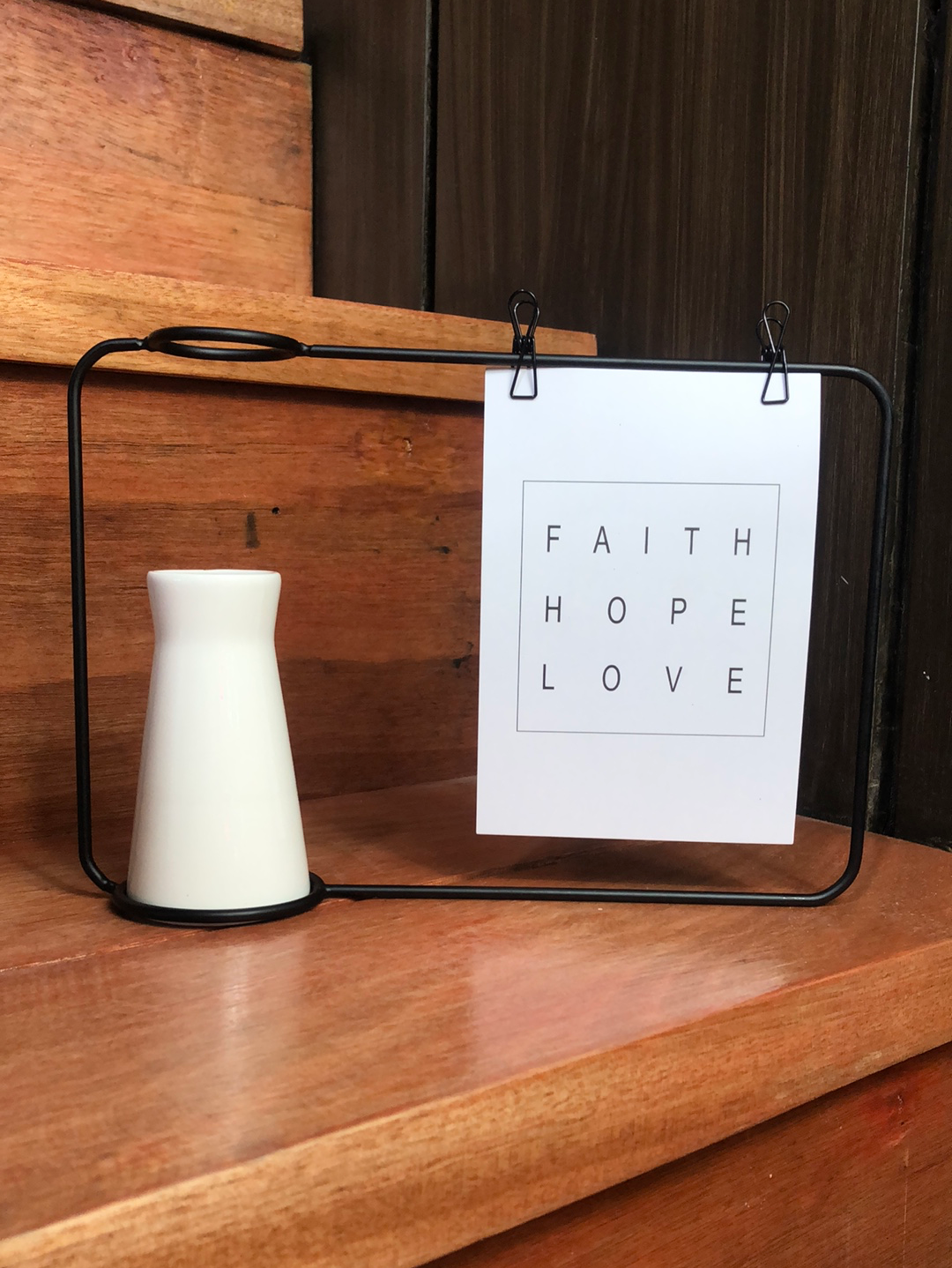 Modern Ceramic Flower Vase with Iron Frame and Photo Clip