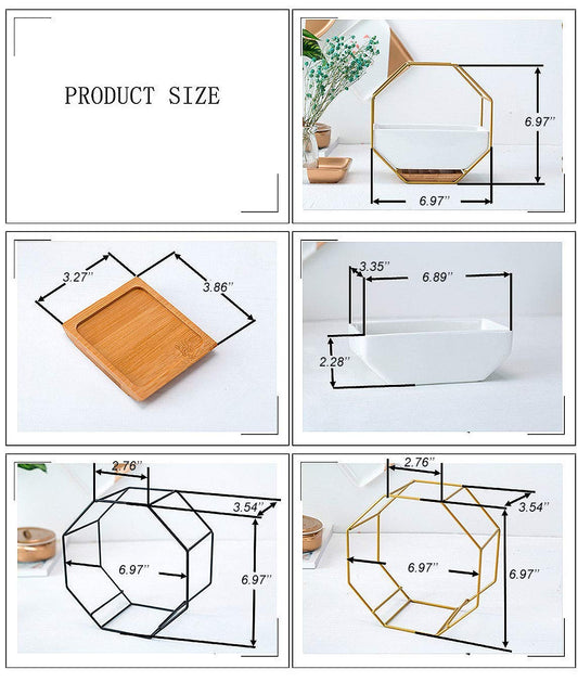 Octagon Nordic Stand with Ceramic Planter | Ceramic Pots