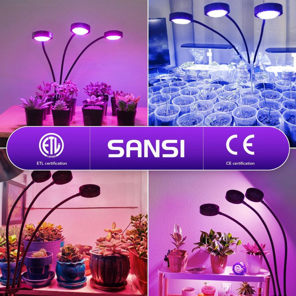 SANSI 24W Adjustable 3-Head Clip-on Grow Light