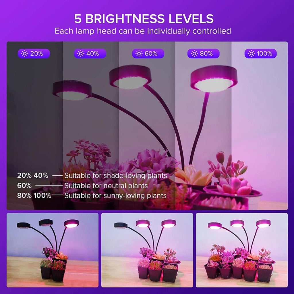 SANSI 24W Adjustable 3-Head Clip-on Grow Light