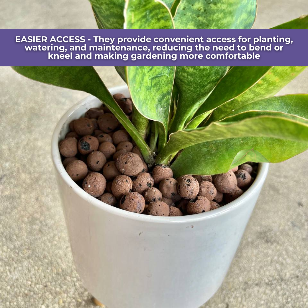 Elevated Planter with Wooden Stand | Ceramic Pots