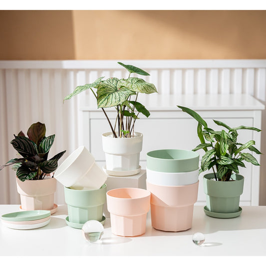 Modern Minimalist Planter with Catch Plate | Plastic Pots with Plant Saucer