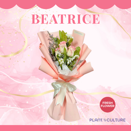 Beatrice Fresh Imported Pink Rose Bouquet Trio