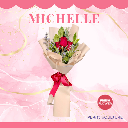 Michelle Fresh Imported Red Rose Bouquet Trio