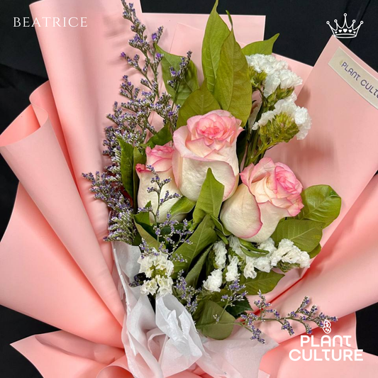 Beatrice Fresh Imported Pink Rose Bouquet Trio