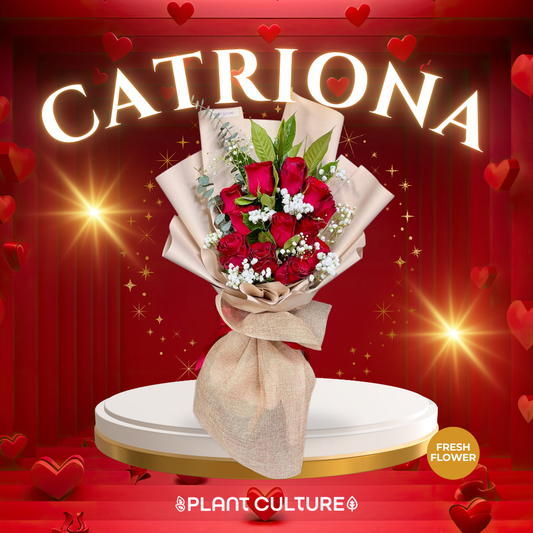 Catriona One Dozen Fresh Imported Red Roses Bouquet