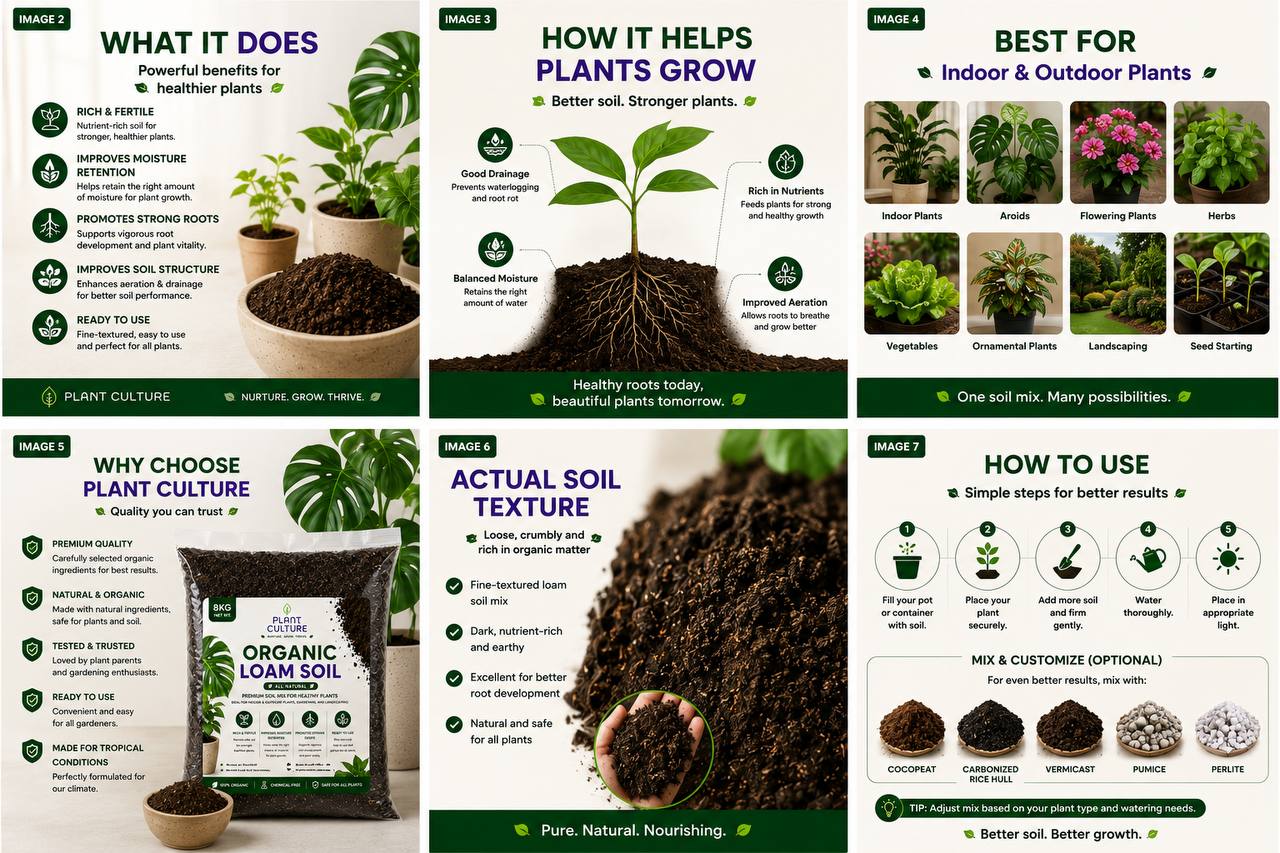 Plant Culture Organic Loam Soil 8kg – Ready to Use Garden Soil Mix for Indoor & Outdoor Plants