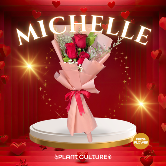 Michelle Fresh Imported Red Rose Bouquet Trio