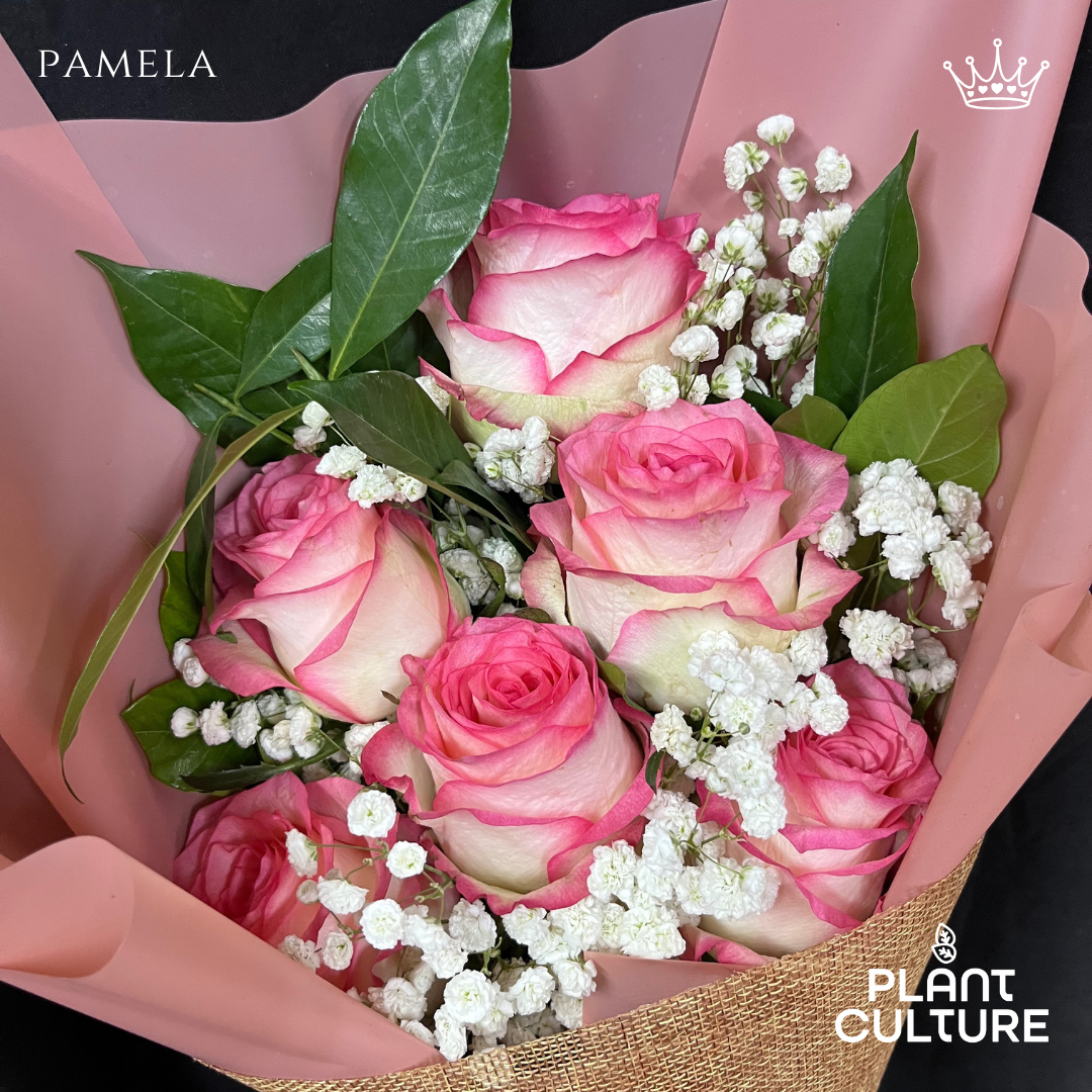 Pamela Pink Fresh Imported Flowers Bouquet 6pcs