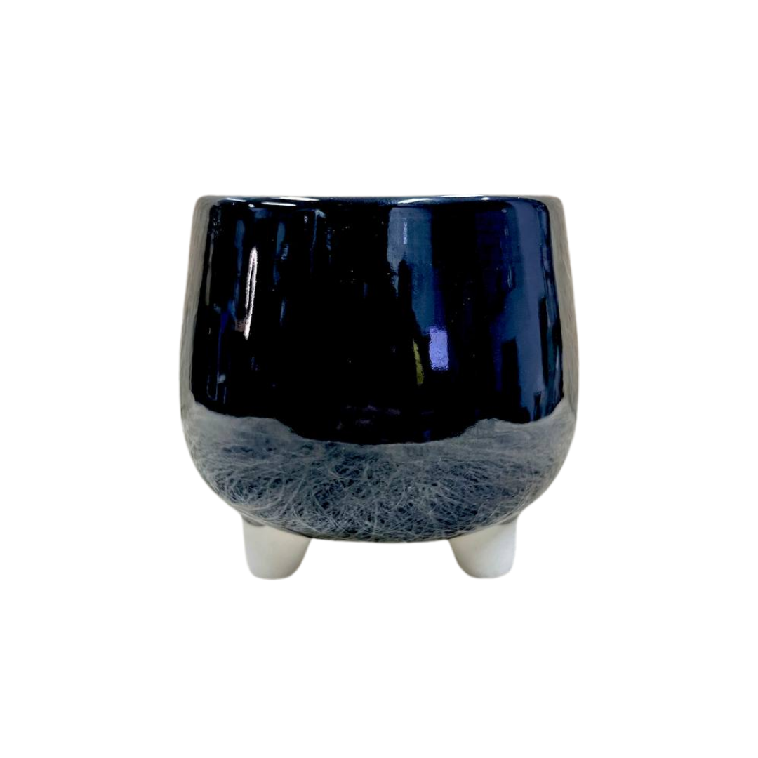 Noir Speckle Ceramic Pot for Plants (6 × 8 cm)