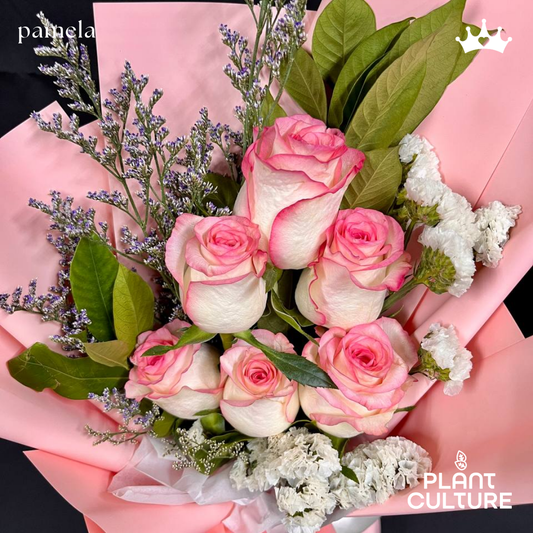 Pamela Pink Fresh Imported Flowers Bouquet 6pcs