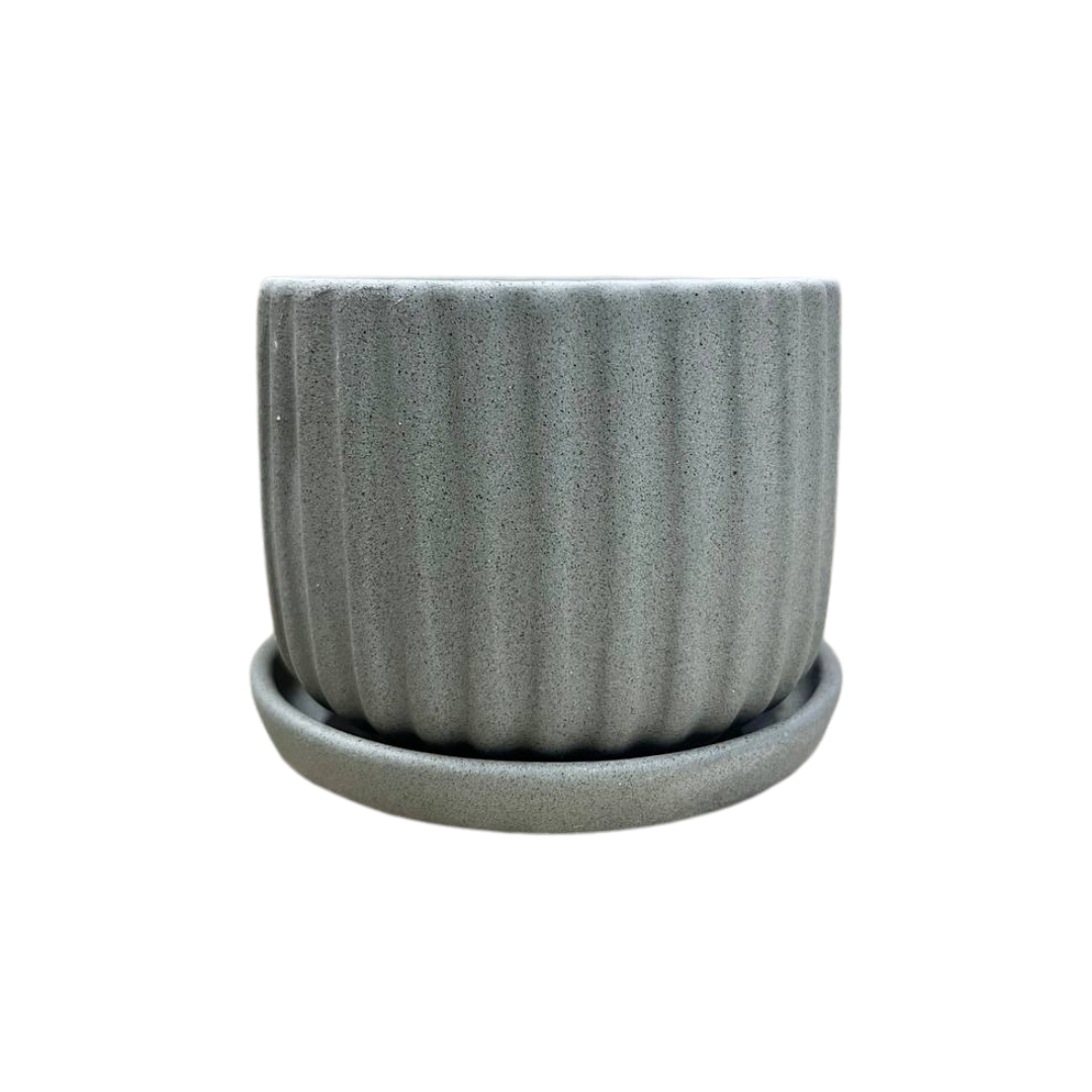 Plain Sandy Pot 4.5"x4" with Catch Plate