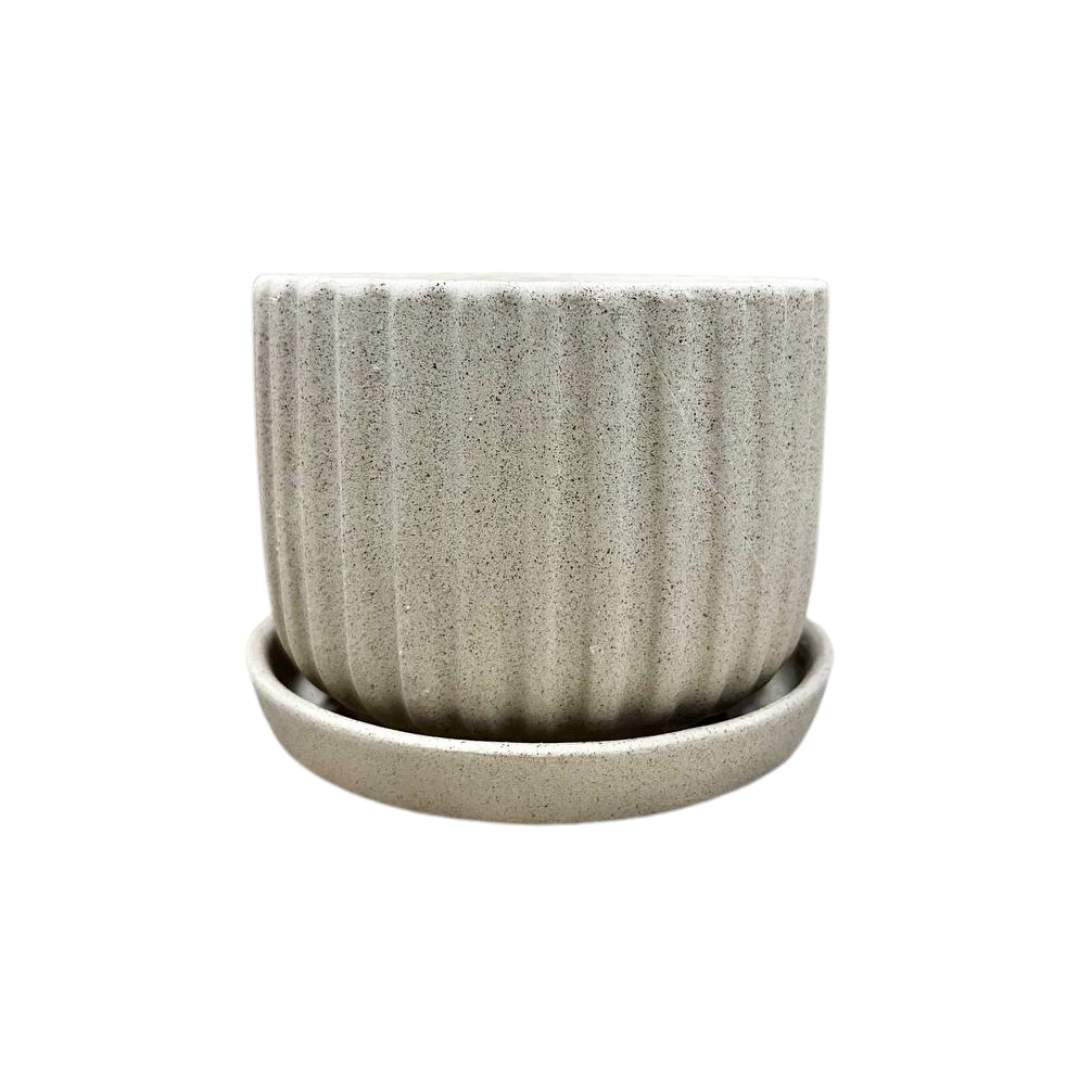 Plain Sandy Pot 4.5"x4" with Catch Plate