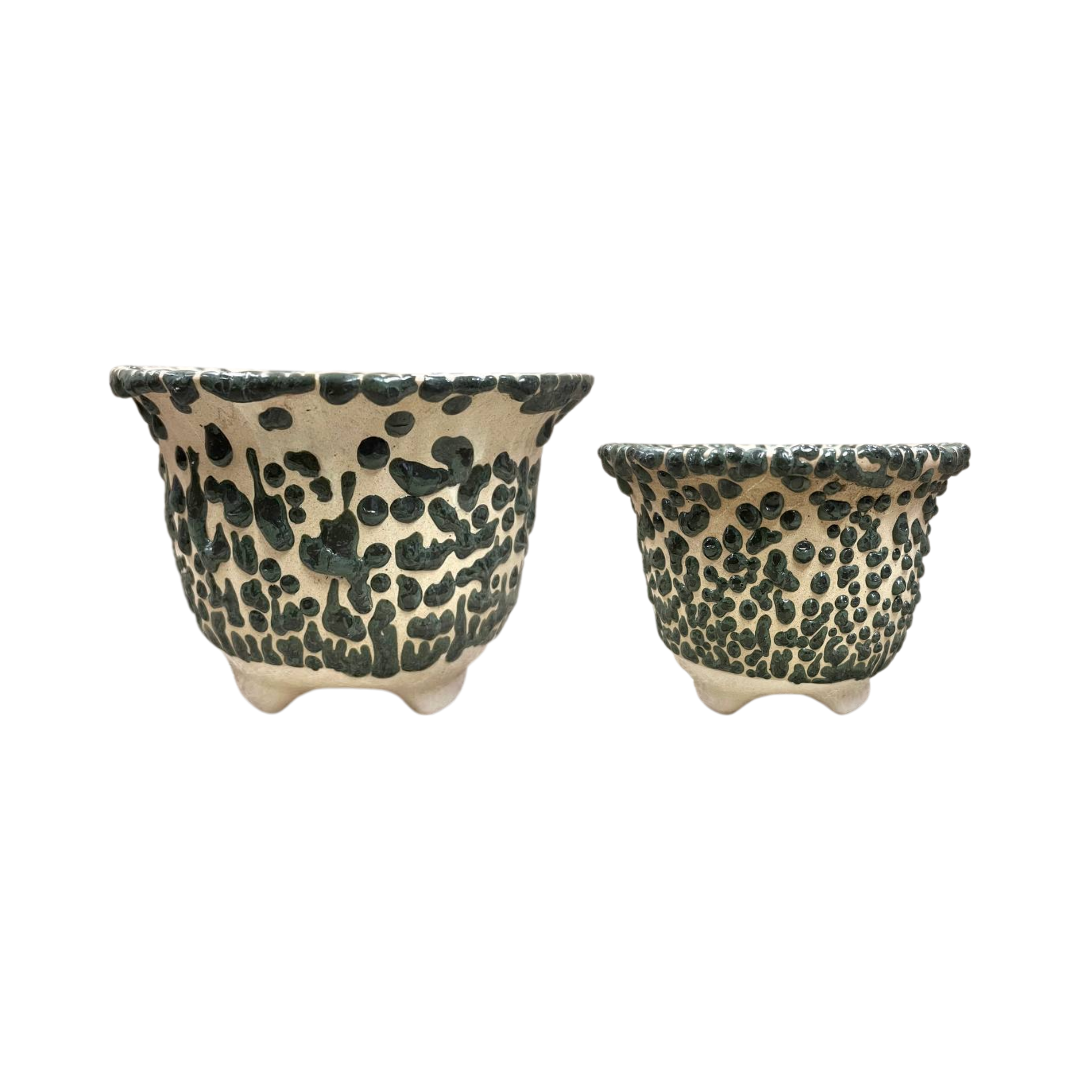 Verdant Pebble Trumpet Pot 5.5" × 4cm 4.5cmx3.5" Dark Green