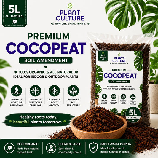 Plant Culture Cocopeat 5L | Premium Coconut Peat Growing Medium for Aroids, Vegetables & Tropical Plants