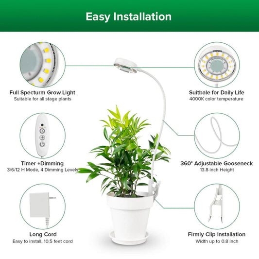 Sansi 10W Full Spectrum Pot Clip Grow Lights with Timer