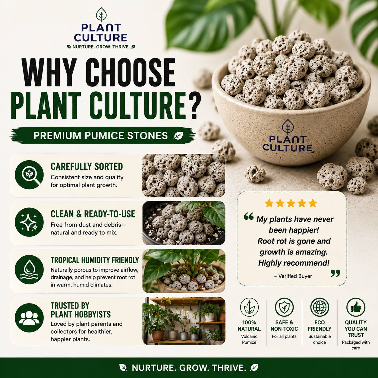 Plant Culture Pumice Stones 5KG | Premium Volcanic Pumice for Better Aeration, Drainage & Healthy Roots