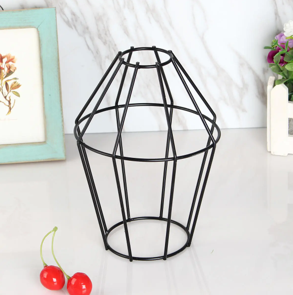 Glass Tube Vase with Black Geometric Metal Frame
