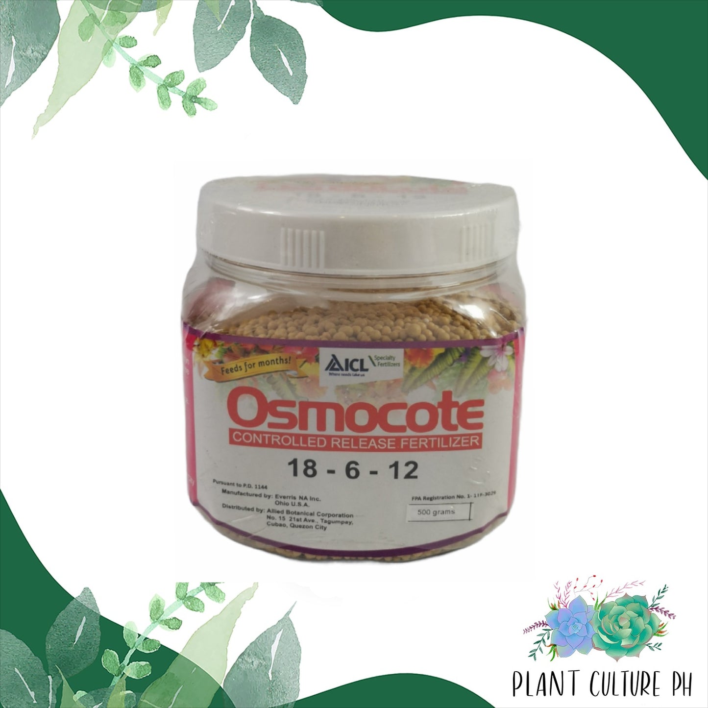Osmocote Controlled Release Fertilizer Guaranteed Analysis 18-6-12 500g