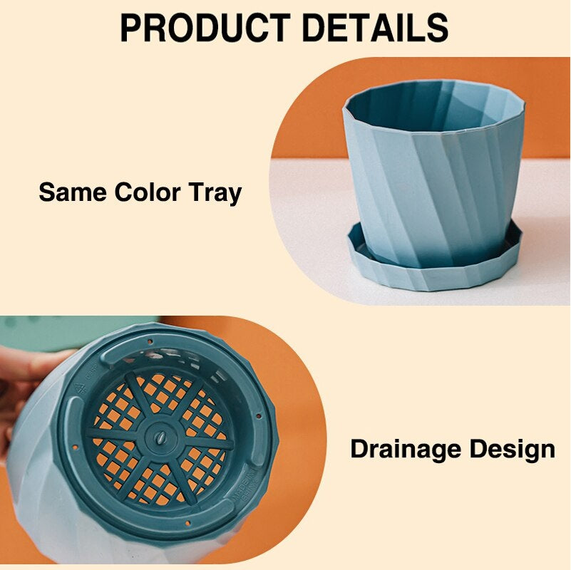 INS Style Planter with Catch Plate | Plastic Pots with Plant Saucer